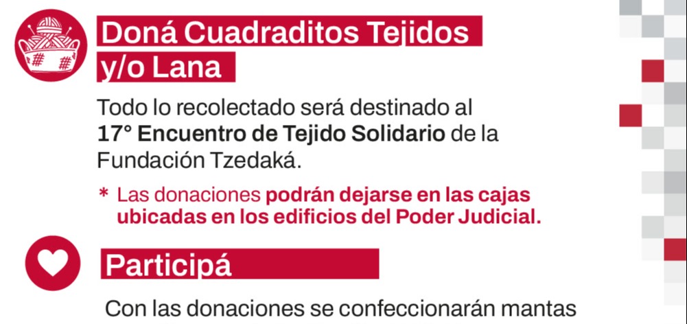 Participá del encuentro de tejido solidario junto a Tzedaká.