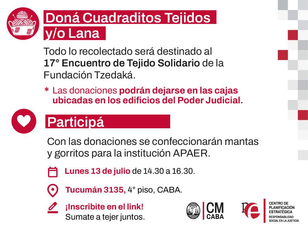 Participá del encuentro de tejido solidario junto a Tzedaká. - Imagen 1