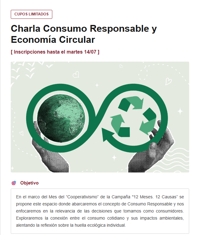 Charla abierta "Consumo responsable y economía circular"