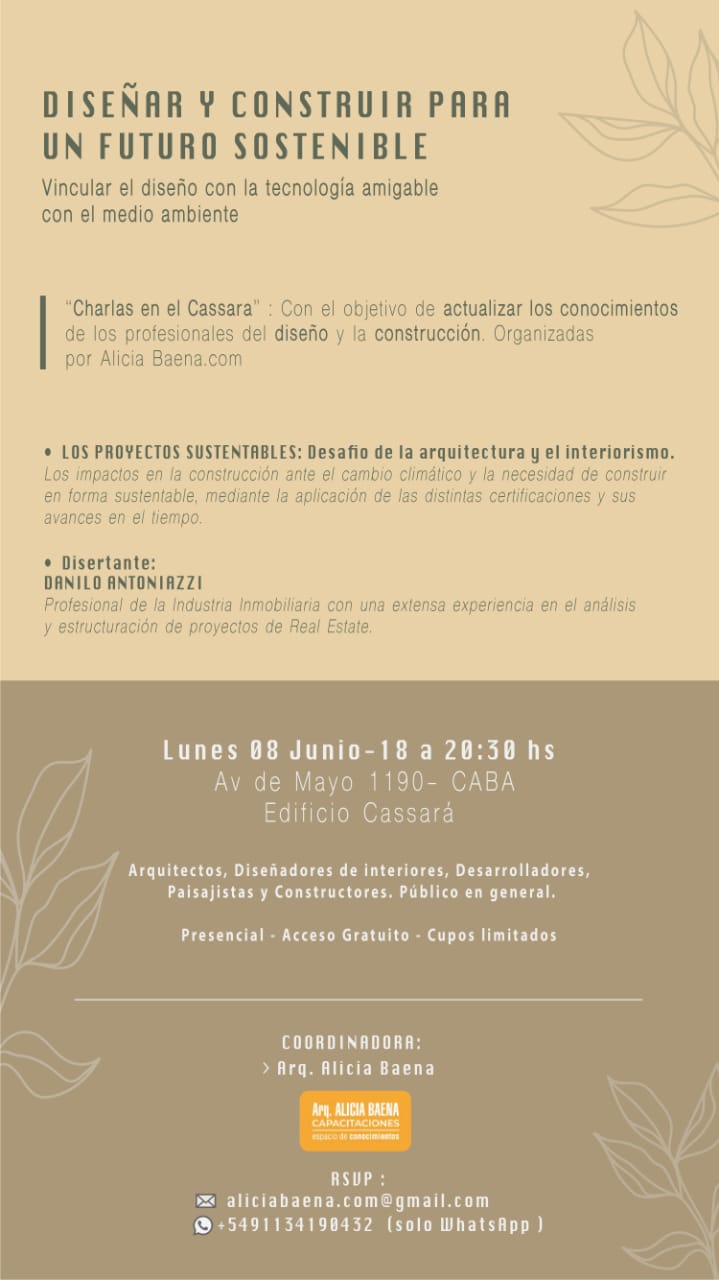  Charla “Los Proyectos Sustentables: desafíos de la Arquitectura y el Interiorismo”  - Imagen 1